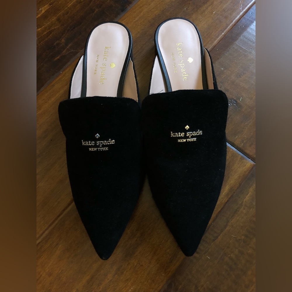 Kate spade velvet heeled mules